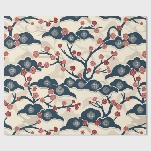 Elegante kersenbloesem naadloos patroon (2) cadeaupapier (Vlak)