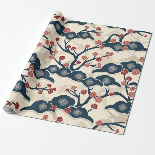 Elegante kersenbloesem naadloos patroon (2) cadeaupapier (Uitgerold)