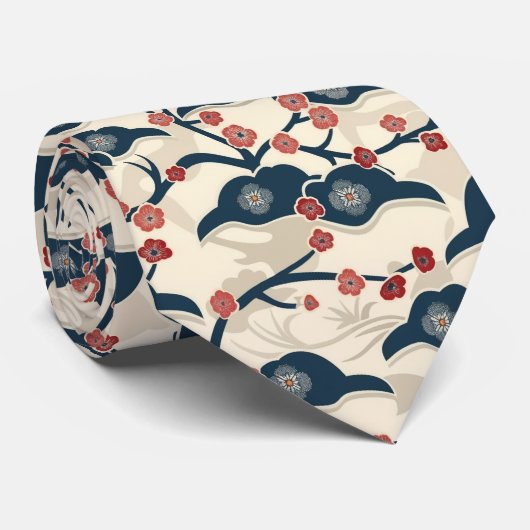 Elegante kersenbloesem naadloos patroon (2) stropdas (Opgerold)