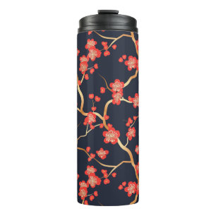 Elegante kersenbloesem naadloos patroon (3) thermosbeker