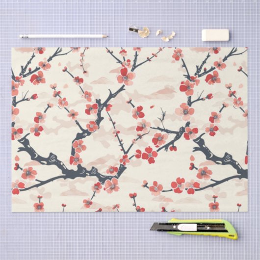 Elegante kersenbloesem naadloos patroon (5) tissuepapier (Craft)