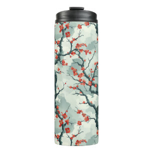 Elegante kersenbloesem naadloos patroon (7) thermosbeker