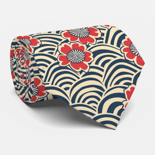 Elegante kersenbloesem naadloos patroon (8) stropdas (Opgerold)