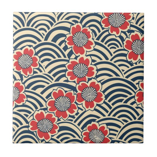 Elegante kersenbloesem naadloos patroon (8) tegeltje (Voorkant)