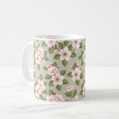 Elegante kersenbloesem naadloos patroon koffiemok (Voorkant links)
