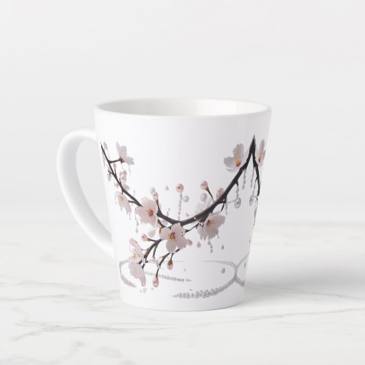 Elegante kersenbloesem parel kleine latte Mok (Linkerhoek)