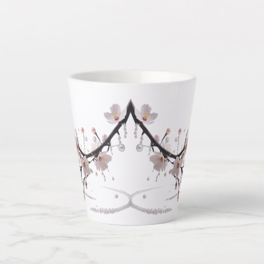 Elegante kersenbloesem parel kleine latte Mok (Voorkant)