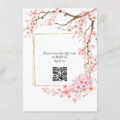 Elegante Kersenbloesem QR Code Wedding Informatiekaartje (Achterkant)