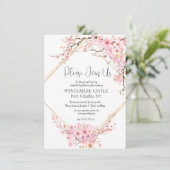 Elegante Kersenbloesem QR Code Wedding Informatiekaartje (Staand voorkant)