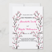 Elegante Kersenbloesem Roze Bloemen Huwelijk Kaart (Voorkant)