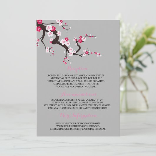 Elegante Kersenbloesem Roze Bloemen Informatie Kaart (Staand voorkant)