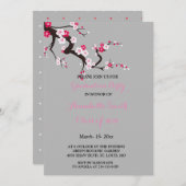 Elegante kersenbloesem roze wit afstudeerfeest kaart (Voorkant / Achterkant)