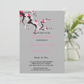 Elegante kersenbloesem roze wit afstudeerfeest kaart (Staand voorkant)