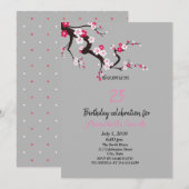 Elegante Kersenbloesem Roze Witte Bloemen Verjaard Kaart (Voorkant / Achterkant)