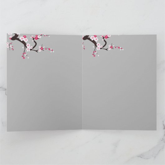 Elegante Kersenbloesem Roze Witte Bloemige Verjaar Kaart (Binnen)