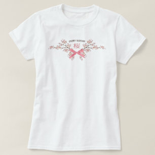 Elegante Kersenbloesem Sakura met Roze Lint Boog T-shirt
