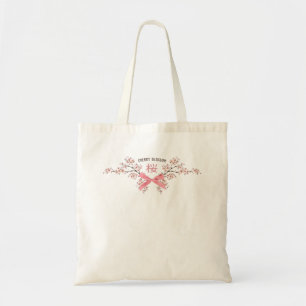 Elegante Kersenbloesem Sakura met Roze Lint Boog Tote Bag