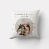 Elegante Kersenbloesem Trouwfoto Kussen (Achterkant)