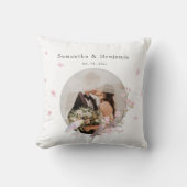 Elegante Kersenbloesem Trouwfoto Kussen (Voorkant)