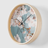 Elegante Kersenbloesem Wandklok met Natuurlijk Hou (Hoek)