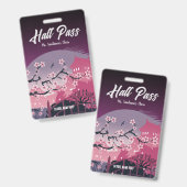 Elegante Kersenbloesemhal Hall Pass Aanpasbaar Badge (Voor- en achterkant)