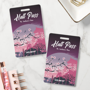 Elegante Kersenbloesemhal Hall Pass Aanpasbaar Badge