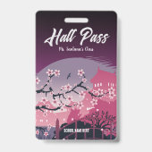 Elegante Kersenbloesemhal Hall Pass Aanpasbaar Badge (Achterkant)