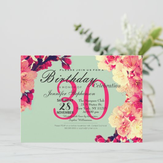 Elegante kersenbloesems op rustiek Blauwgroen Kaart (Staand voorkant)