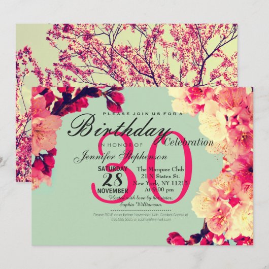 Elegante kersenbloesems op rustiek Blauwgroen Kaart (Voorkant / Achterkant)