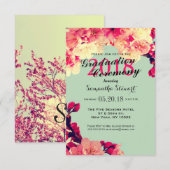 Elegante kersenbloesems op rustiek Blauwgroen Kaart (Voorkant / Achterkant)