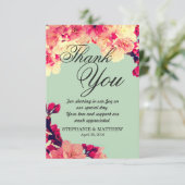 Elegante Kersenbloesems op Rustieke Teal Bedankkaart (Staand voorkant)