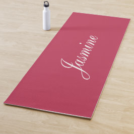 Elegante kersenmagenta gepersonaliseerde naam yoga yogamat