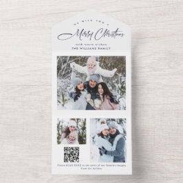 Elegante kerst 3 foto begroeting QR vakantie Kaart