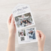 Elegante kerst 3 foto wenskaart QR kerstkaart All In One Uitnodiging (Afscheurbaar)
