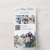 Elegante kerst 4 foto begroeting QR vakantie Kaart (Binnen)