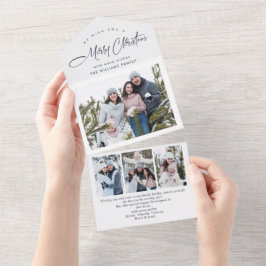 Elegante kerst 4 foto begroeting vakantie Kaart