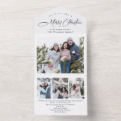 Elegante kerst 4 foto begroeting vakantie Kaart (Binnen)