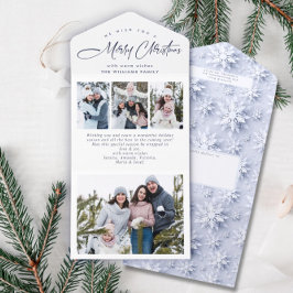 Elegante kerst 4 foto begroeting vakantie Kaart