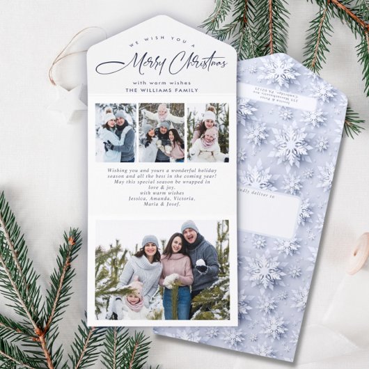 Elegante kerst 4 foto begroeting vakantie Kaart