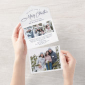 Elegante kerst 4 foto begroeting vakantie Kaart (Afscheurbaar)