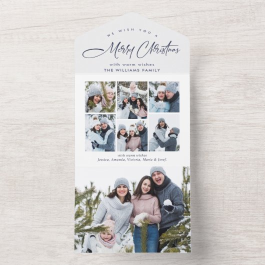 Elegante kerst 7 foto begroeting vakantie Kaart (Binnen)