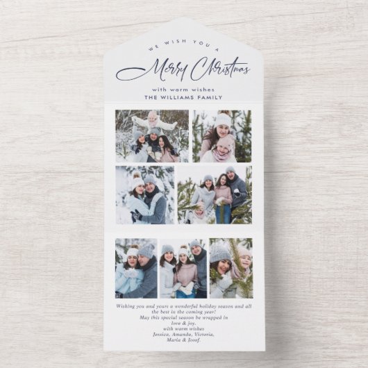 Elegante kerst 7 foto begroeting vakantie Kaart (Binnen)