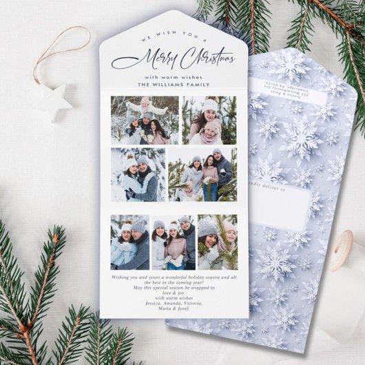 Elegante kerst 7 foto begroeting vakantie Kaart