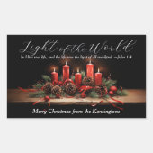 Elegante Kerst Bijbel Verse Licht van de Wereld Rechthoekige Sticker (Voorkant)