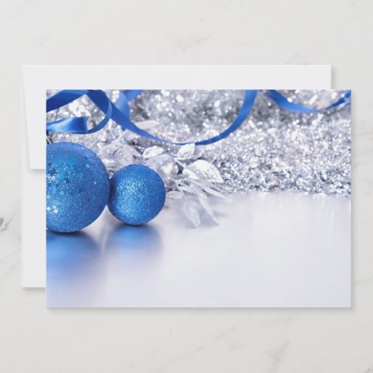 Elegante kerst blauwe bal ijs bedrijf kaart (Achterkant)