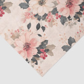 Elegante Kerst Bloemen & Bessen Roze Decoupage Tissuepapier (Detail)