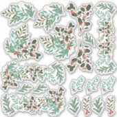 Elegante Kerst Bloemen Bessen Vinyl Stickers (Voorkant)