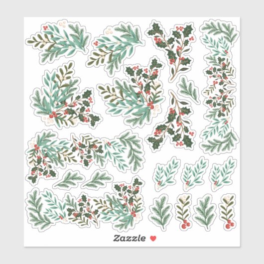 Elegante Kerst Bloemen Bessen Vinyl Stickers (Vel)