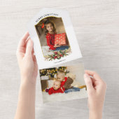 Elegante Kerst Bloemen Bogen Foto All In One Uitnodiging (Afscheurbaar)