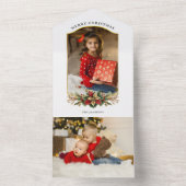 Elegante Kerst Bloemen Bogen Foto All In One Uitnodiging (Binnen)